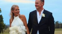 Celebrity accountant Anthony Bell (right) pulled out all the stops for his lavish wedding to Annika Martyn (left) near Noosa during a magical weekend in November