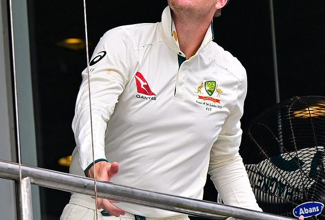 Stand-in Australian skipper Steve Smith looks to the heavens as rain ravages Galle