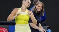 Aryna Sabalenka paused for a moment to dance on court at the Rod Laver Arena on Sunday