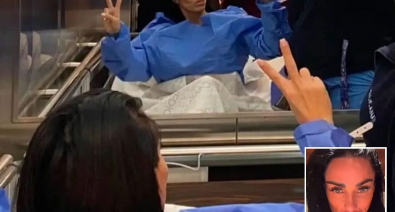 Katie Price updates fans from her hospital bed as she goes under the knife AGAIN in Turkey