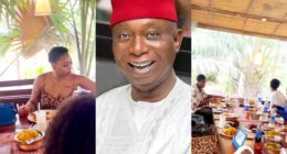 Ned Nwoko treats only Regina Daniels, children to family lunch