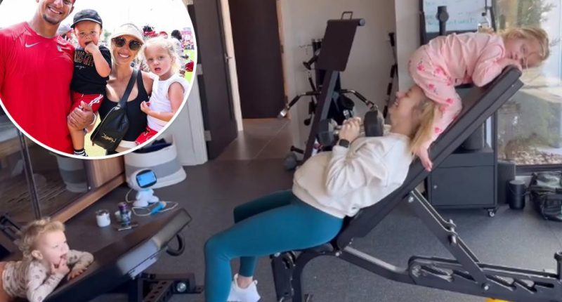 Pregnant Brittany Mahomes adorably works out with her kids while awaiting baby No. 3 due ‘any day’