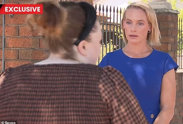 A mother (pictured left speaking to Seven News) has apologised after she threatened to slit the throat of her daughter's classmate on Monday
