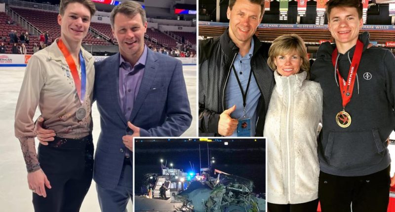 Ice skater Maxim Naumov surrounded by family friends after losing both parents in DC plane collision