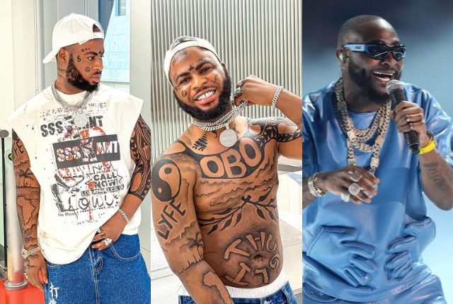Mixed Reactions As Trinity Guy Tattoos Davido’s Names All Over His Body