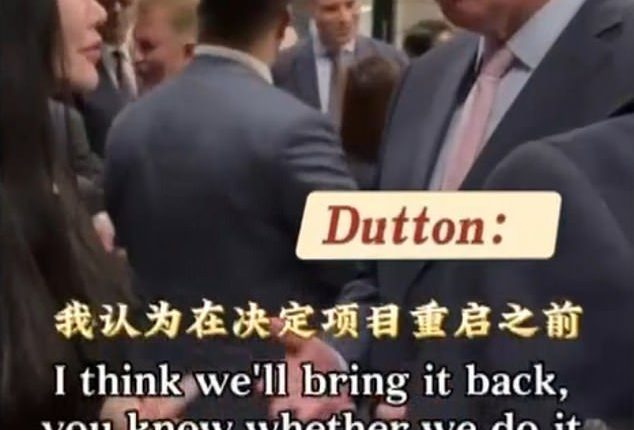 Opposition Leader Mr Dutton has been caught on camera at a swanky Liberal Party fundraiser - where tickets reportedly cost $10,000 per person - suggesting that the Coalition will bring the 'golden ticket' visas back (pictured)