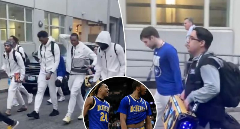 McNeese State celebrates March Madness upset win in style on streets of Providence