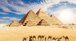 Scientists claim to have identified evidence of a city below the Khafre Pyramid (left), which is one of three in the complex. The other two are Khufu (center) and Menkaure (right)