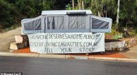 Morgan Cox has set up a tent outside Anthony Albanese's home (pictured)