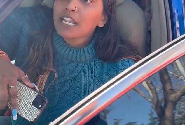 Risha Natasha Chand, 34, was filmed abusing the other woman as she sat in her car behind a diner in Pinole, California