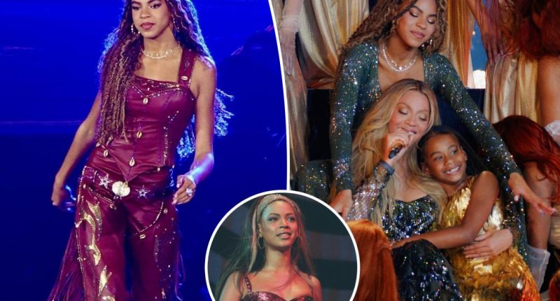 Blue Ivy looks just like Beyoncé in maroon chaps for ‘Cowboy Carter’ tour opening night