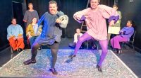 Beau Wade, left, and Ethan Fink get jiggy in “Midsummer Vaudeville,” a scene in City Repertory Theatre’s “RockabillieWillie.” The quirky take on Shakespeare runs May 2-11. (Mike Kitaif)