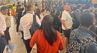Passengers on a train have been told they will 'get through this together' after a tragic incident on a platform at Sydney's Central Station on Thursday