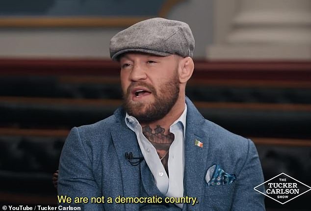 Controversial MMA fighter Conor McGregor told American commentator Tucker Carlson that Irish politicians will 'tarnish' his unlikely bid to become Ireland's next president