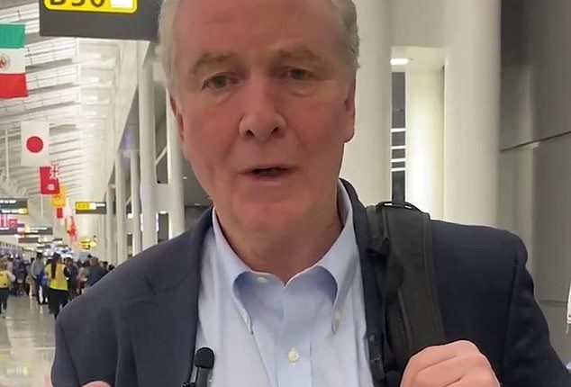 Van Hollen shared a clip of himself to X before boarding a flight to the country where Kilmar Armando Abrego Garcia, 29, is being held