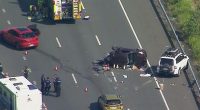 A woman has died and a man has been shot following a multi-vehicle crash on the Bruce Highway, Palmview (pictured)