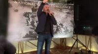 Former Neighbours actor Damien Richardson (pictured) was allegedly filmed doing a Nazi salute to a crowd of far-right activists at an event in Melbourne