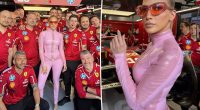 Jennifer Lopez goes full Power Ranger in skintight pink catsuit at F1 Saudi Arabian Grand Prix