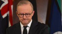 Prime Minister Anthony Albanese held back tears during a heartfelt address to the late Pope Francis (pictured)