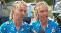 Identical twins Bridgette and Paula Powers have gone viral after giving a perfectly in-sync interview recounting a terrifying gunman encounter on the Bruce Highway