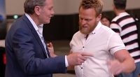 Channel 7's Liam Bartlett (left) almost came to blows with EV influencer Sam Evans (right)
