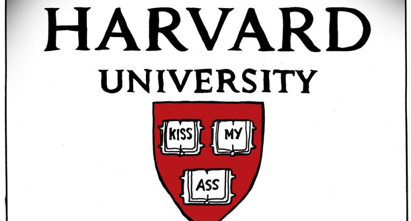 The happiest cartoon we've run in a long time: Saving Democracy At Harvard by Bob Englehart, PoliticalCartoons.com.