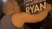 In the first shot, Professor Malham can be seen pulling down the campaign board of Dr Monique Ryan