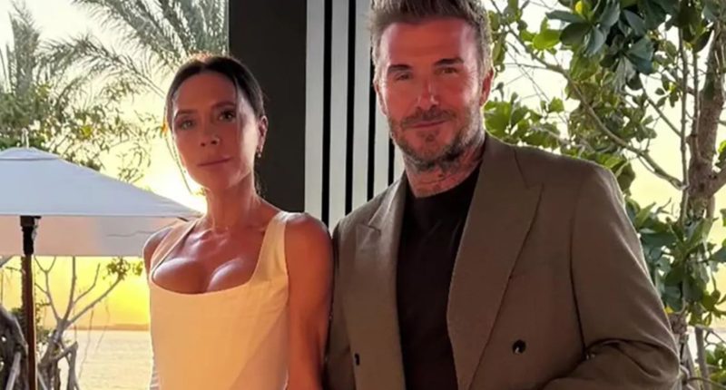 Victoria Beckham’s coded message to son Brooklyn and wife Nicola Peltz as she poses with David at her birthday dinner