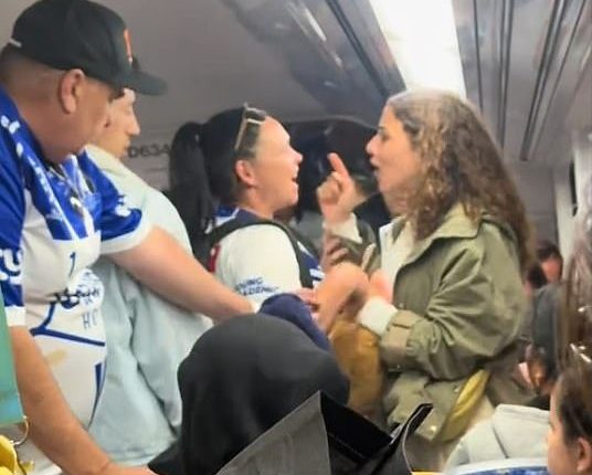 Two women and a man got into a heated confrontation aboard a train leaving from Sydney's Royal Easter Show on Saturday