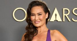 90s hottie Tia Carrere, 58, looks half her age in a plunging violet gown more than 30 years after Wayne’s World fame