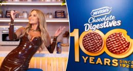 Amanda Holden, Roman Kemp & Denise van Outen step out on blue carpet to mark 100 years of McVitie’s Chocolate Digestives