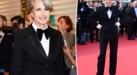 Andie MacDowell suits up in classic tuxedo on Cannes Film Festival 2025 red carpet