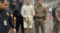 The Australian man, identified by officials as 'Mr Mc', was arrested at the International Suvarnabhumi airport in Bangkok (pictured)