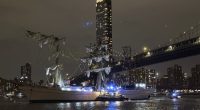 BREAKING: Mexican Flag-Waving Ship Hits Brooklyn Bridge