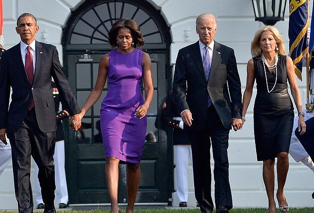 His post was then shared by wife Michelle, but she did not add any additional words or messages of support, amid longstanding rumors of a feud between she and Biden