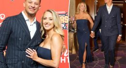 Brittany Mahomes wears strapless dress with high slit to husband Patrick’s 15 and the Mahomies Foundation gala