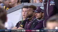 Ezra Mam (centre) appeared at the Suncorp Stadium to watch the Brisbane Broncos play on Sunday