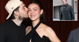 Brooklyn Beckham kisses Nicola Peltz as they attend first public event since snubbing dad David’s 50th amid feud