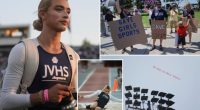 California track and field championship sees arrest and aerial banner amid transgender controversy