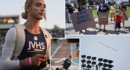 California track and field championship sees arrest and aerial banner amid transgender controversy
