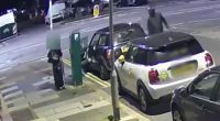Harrowing video evidence played in court showed Cameron Boxall, 22, as he tried to drag the young woman (left) into a stolen Mini Cooper before driving off