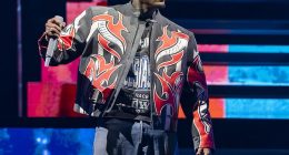 Rapper Chris Brown performs at Little Caesars Arena in Detroit, Michigan, on April 19, 2025