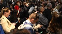 Commuters will likely face more delays on Wednesday morning. Pictured is Town Hall station during Tuesday night's chaos