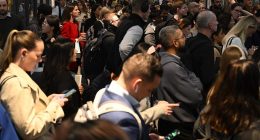 Commuters will likely face more delays on Wednesday morning. Pictured is Town Hall station during Tuesday night's chaos