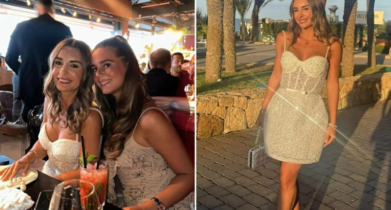 Dani Dyer looks incredible in see-through beaded dress as she parties on hen do after boozy flight