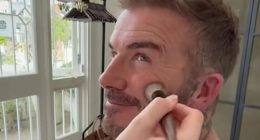 David Beckham ignores ‘family feud’ as he gets his makeup done by daughter Harper, 13, after Brooklyn Beckham swipe