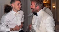 David Beckham marked his milestone 50th with a bang as four days of raucous celebrations ended with noise complaints in the early hours of Sunday morning (pictured with his son Romeo)
