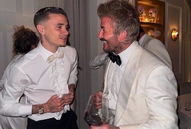David Beckham marked his milestone 50th with a bang as four days of raucous celebrations ended with noise complaints in the early hours of Sunday morning (pictured with his son Romeo)