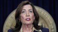New York Gov. Kathy Hochul speaks at a news conference, Feb. 20, 2025