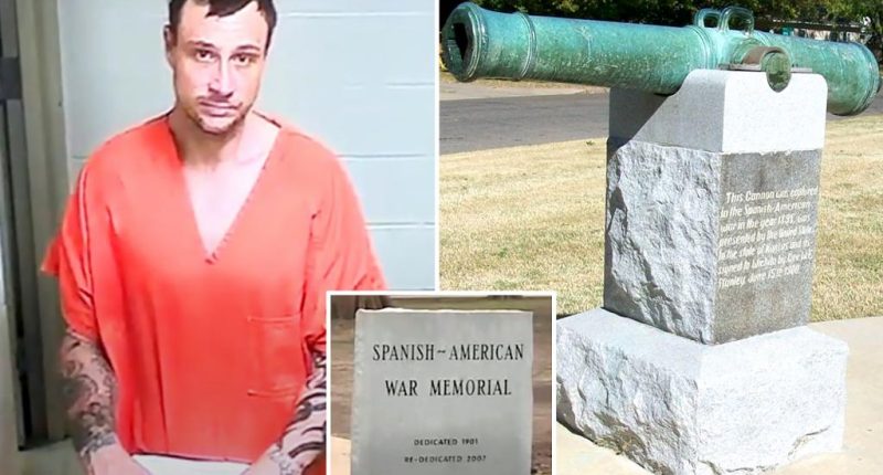Desperate Kansas man arrested for stealing 800-pound cannon from Spanish American War to settle drug debt